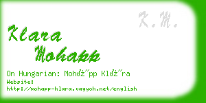 klara mohapp business card